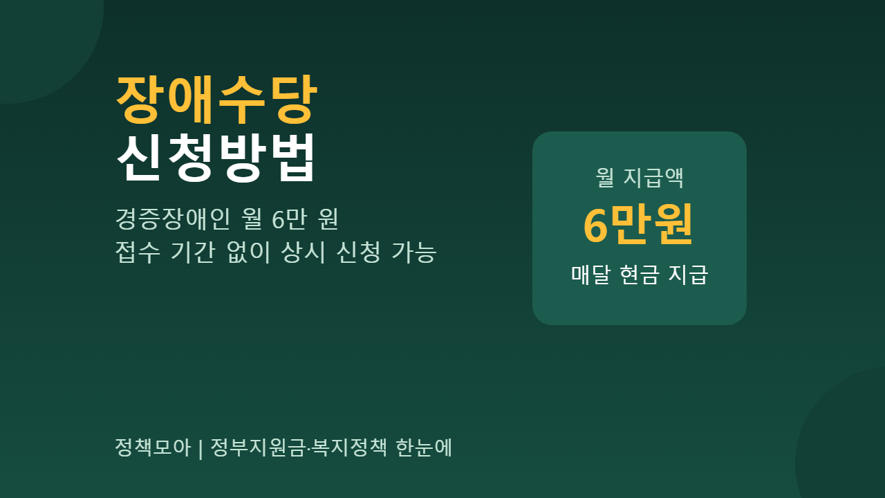 장애수당 신청방법 (경증장애인 월 6만 원, 상시 신청 가능)