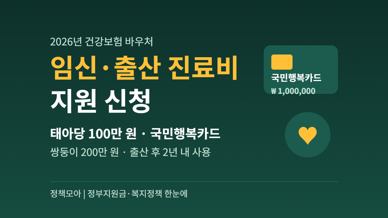 임신·출산 진료비 지원 신청 — 태아당 100만 원 국민행복카드 바우처 안내